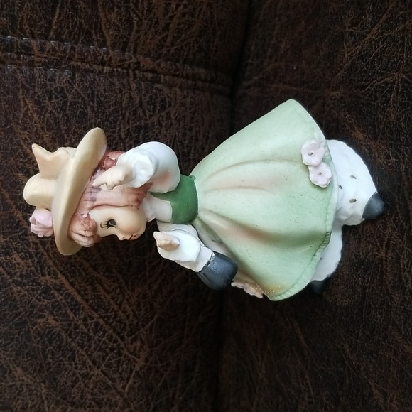 Vtg Adorable Little Green Dress Porcelain Baby Doll Figurine Made In Japan - Picture 7 of 12